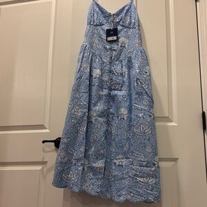 Roller Rabbit Light Blue Flower Maxi Dress